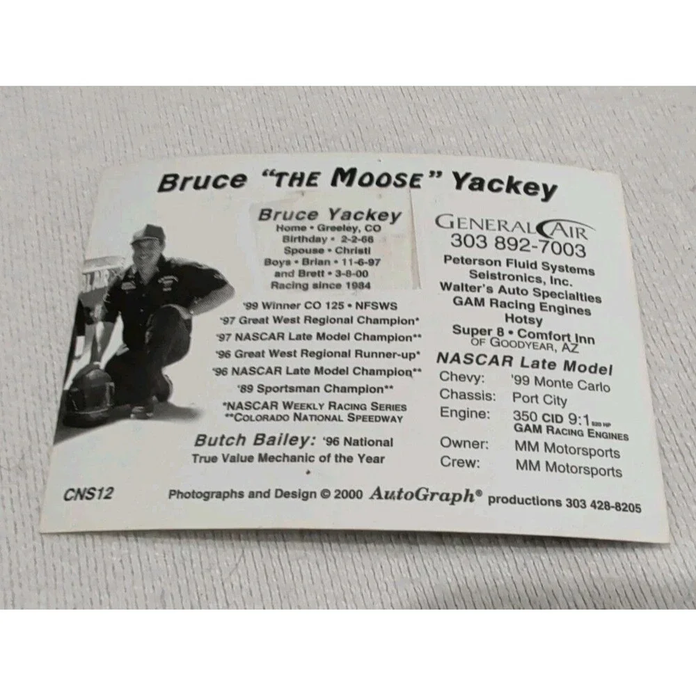 (4) NASCAR Autographed Promo Cards. Avants. Bowen. Robertson. Yackey.